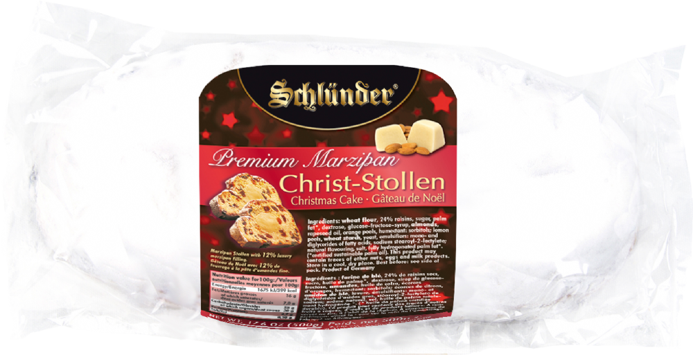 Schlunder Premium Marzipan Stollen Christmas Cake 500g