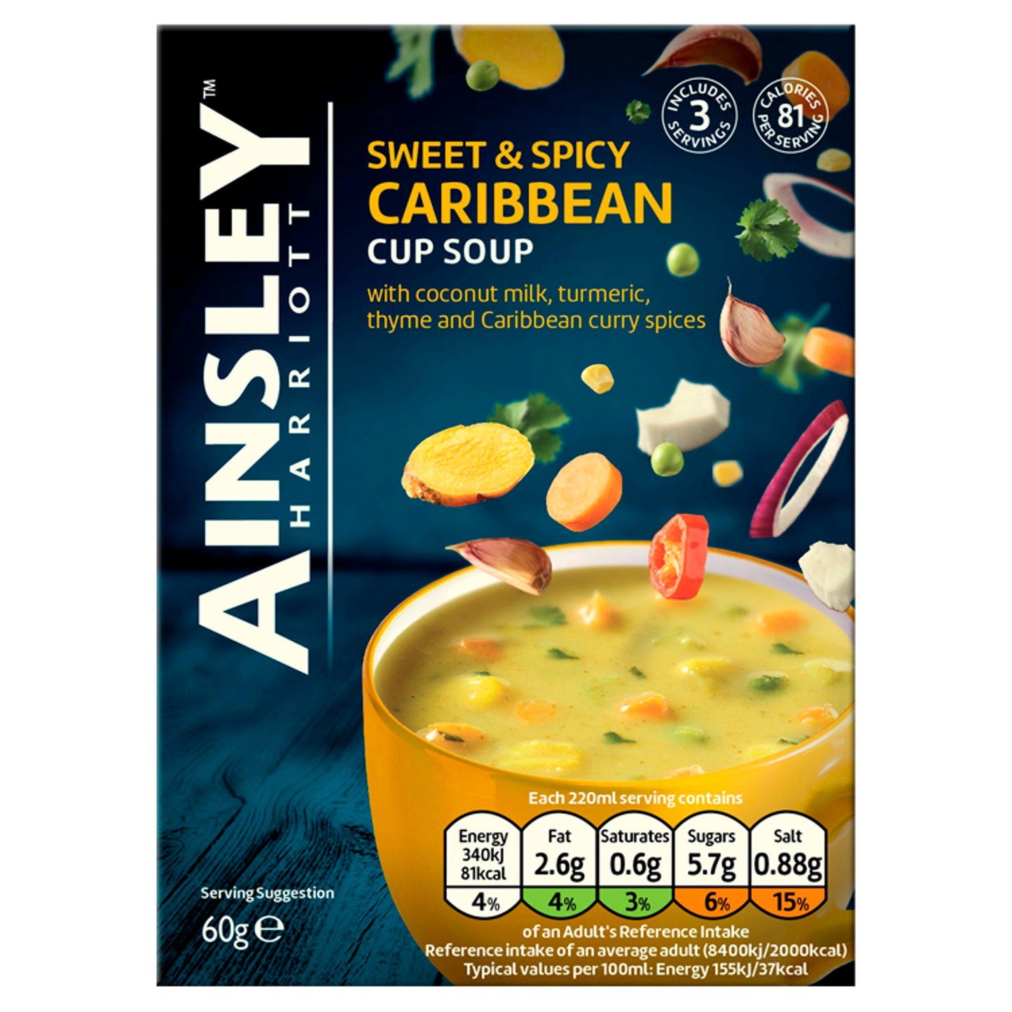 Ainsley Harriott Sweet & Spicy Caribbean Cup Soup 60g (Pack of 8)