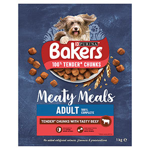 Bakers Meaty Meals Adult Beef Dry Dog 1KG