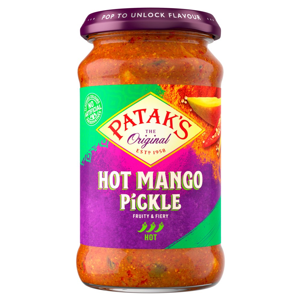 Patak’s Hot Mango Pickle 283g Fruity & Fiery Indian Condiment