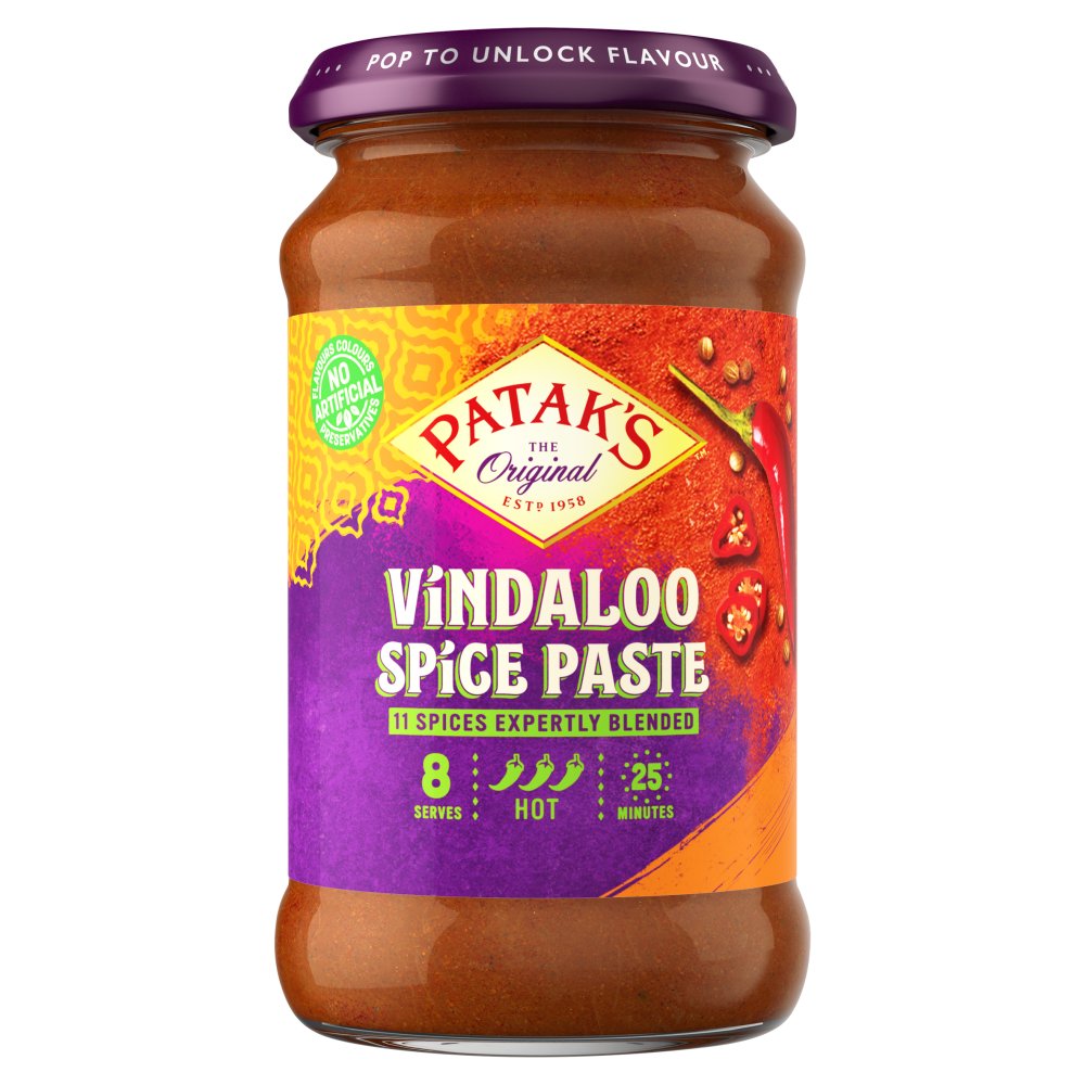 Patak’s Vindaloo Curry Paste Hot 283g Indian Spice Blend