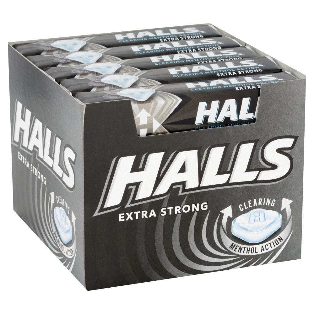 Halls Extra Strong Menthol Action Sweets 20 Pack x 33.5g Rolls