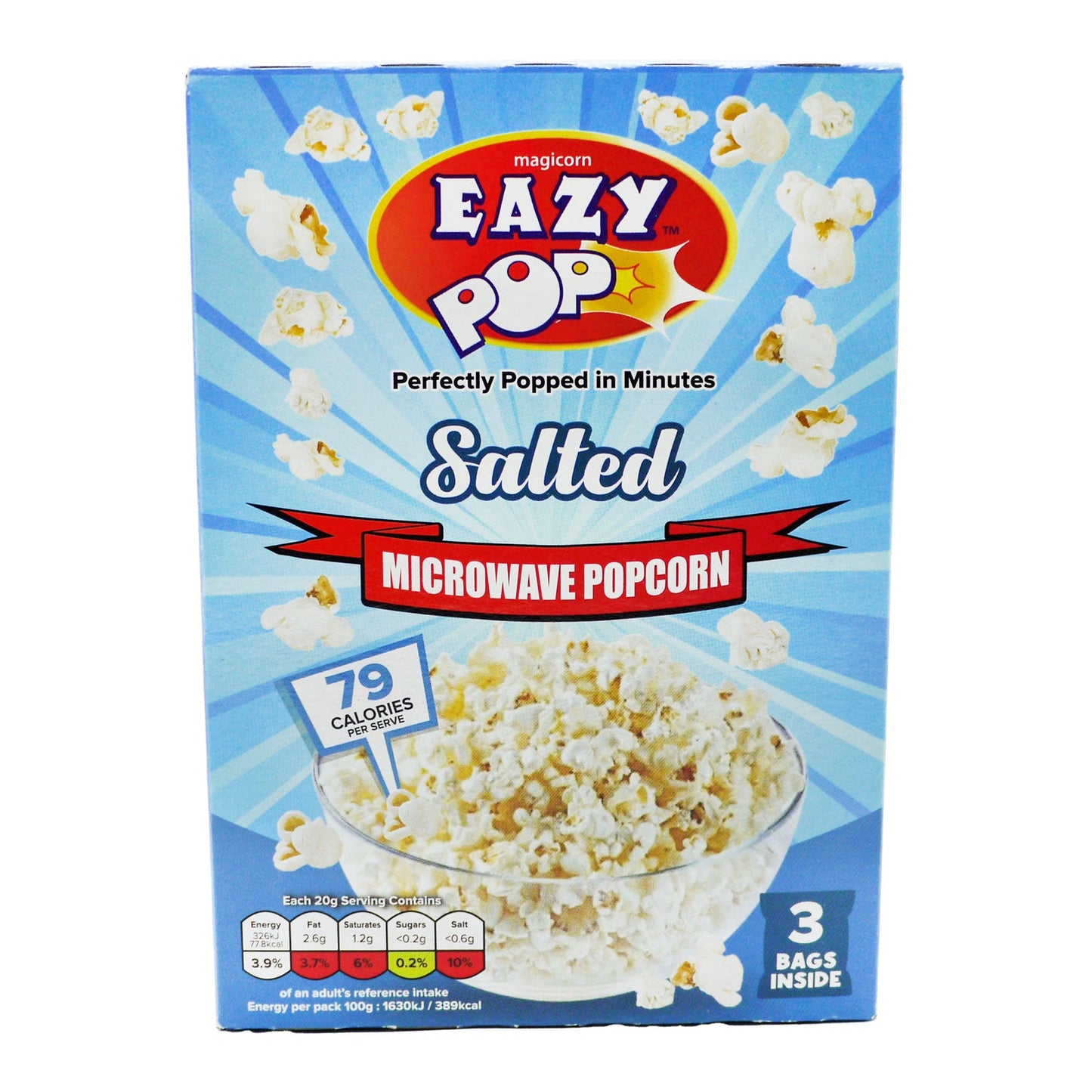 Eazy Pop Salted Microwave Popcorn 3 Pack – Movie Night Snack
