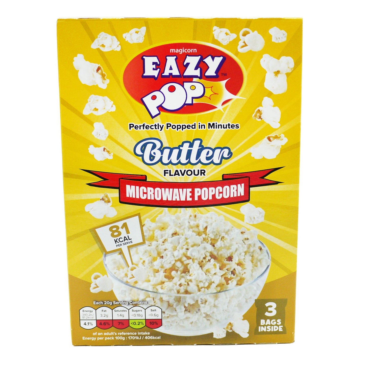 Eazy Pop Butter Microwave Popcorn 3 Pack – Movie Night Snack