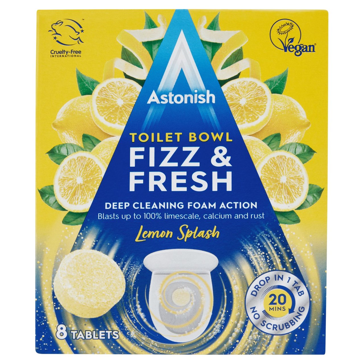 Astonish Toilet Bowl Tablets Fizz & Fresh Lemon Splash 8 Pack