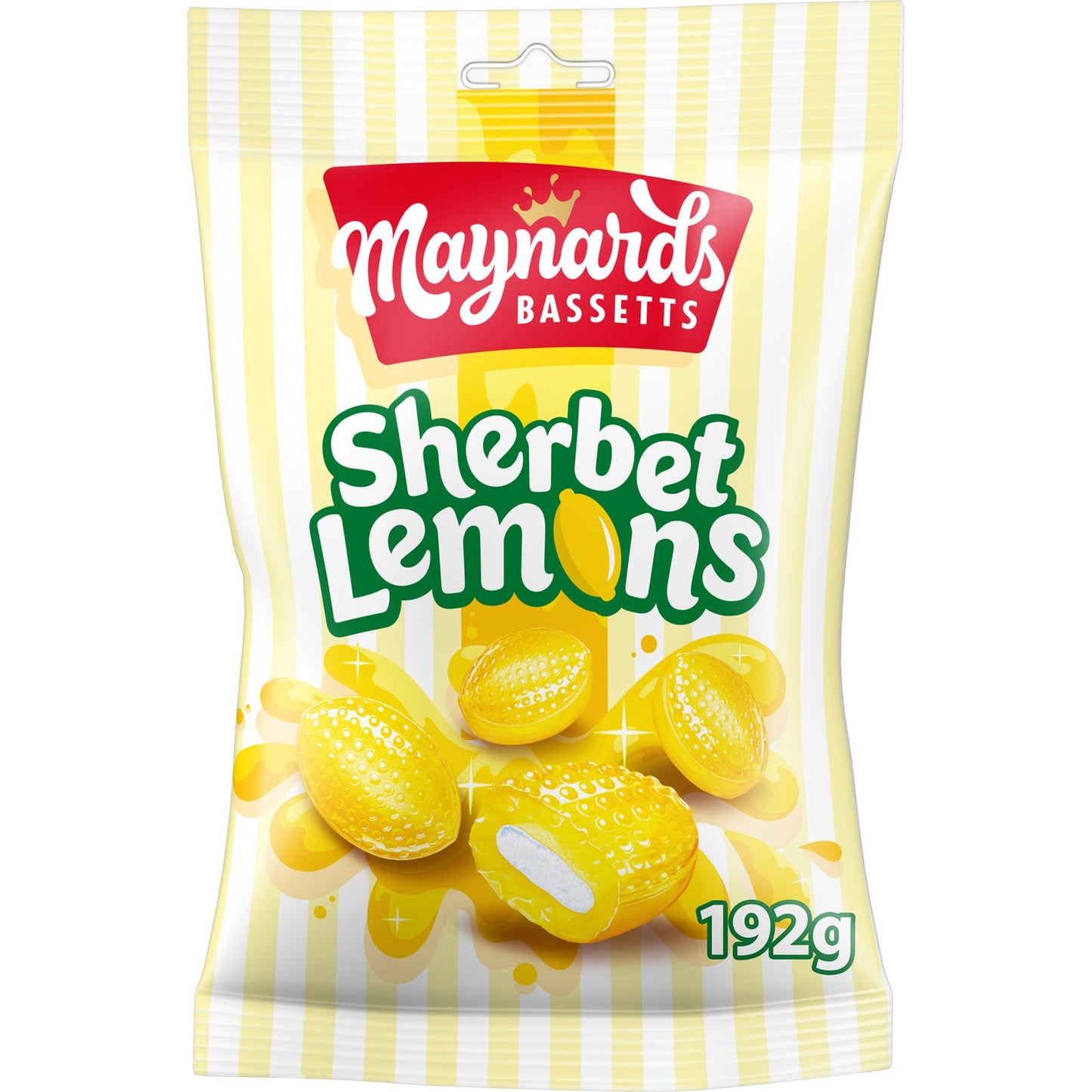 Maynards Bassetts Sherbet Lemons Bag 192g Fizzy Sherbet Centre
