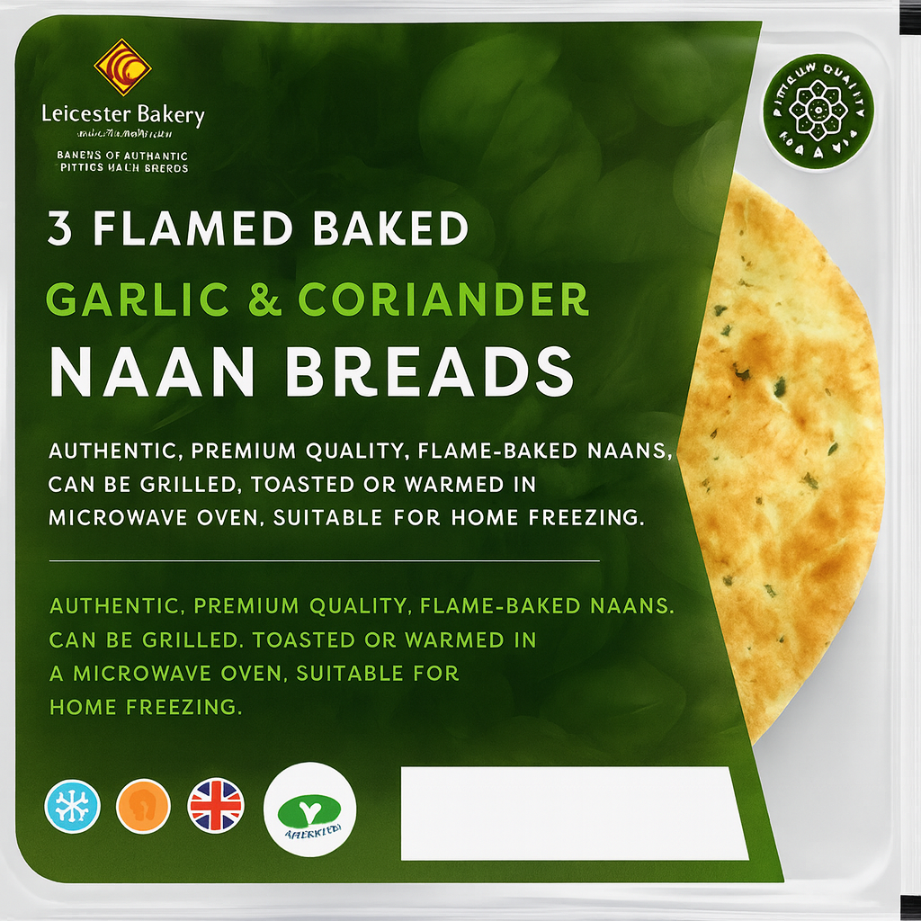 Garlic And Coriander Naan Breads 3 Pack - Flame Baked