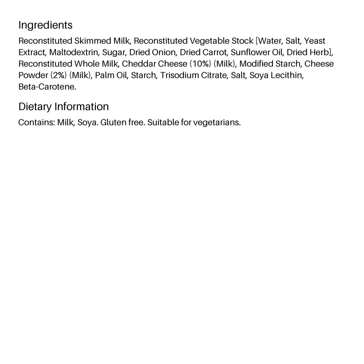 Macphie Cheddar Cheese Sauce 1 Litre ingredients