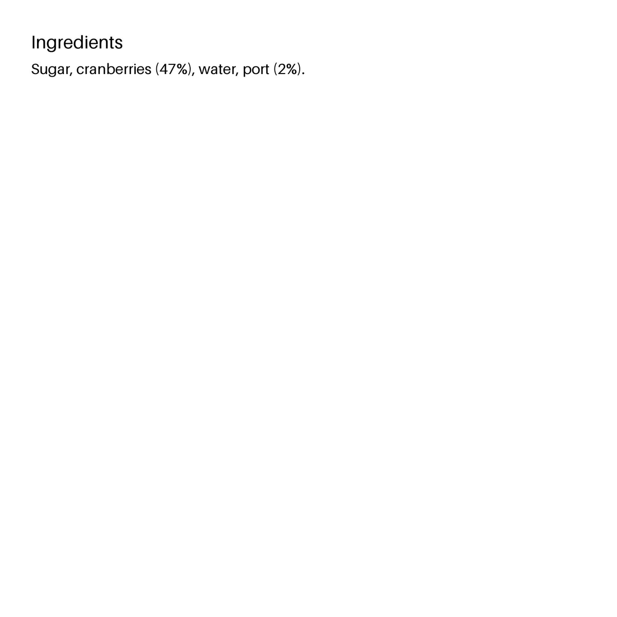 Mrs Darlington's Cranberry Sauce with Port 200g ingredients