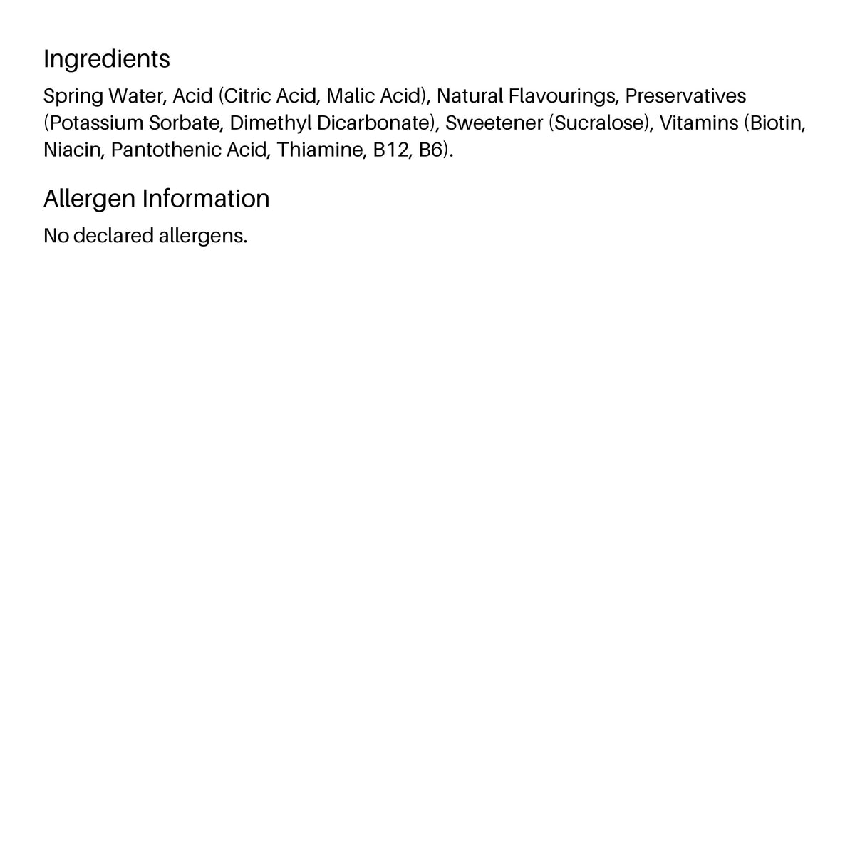 Get More Vits B Vitamins Still Apple & Raspberry 500ml ingredients