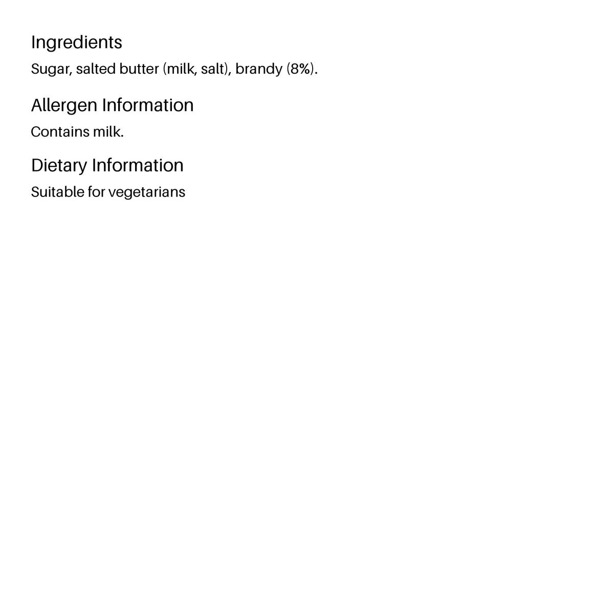 Tiptree Brandy Butter 210g ingredients