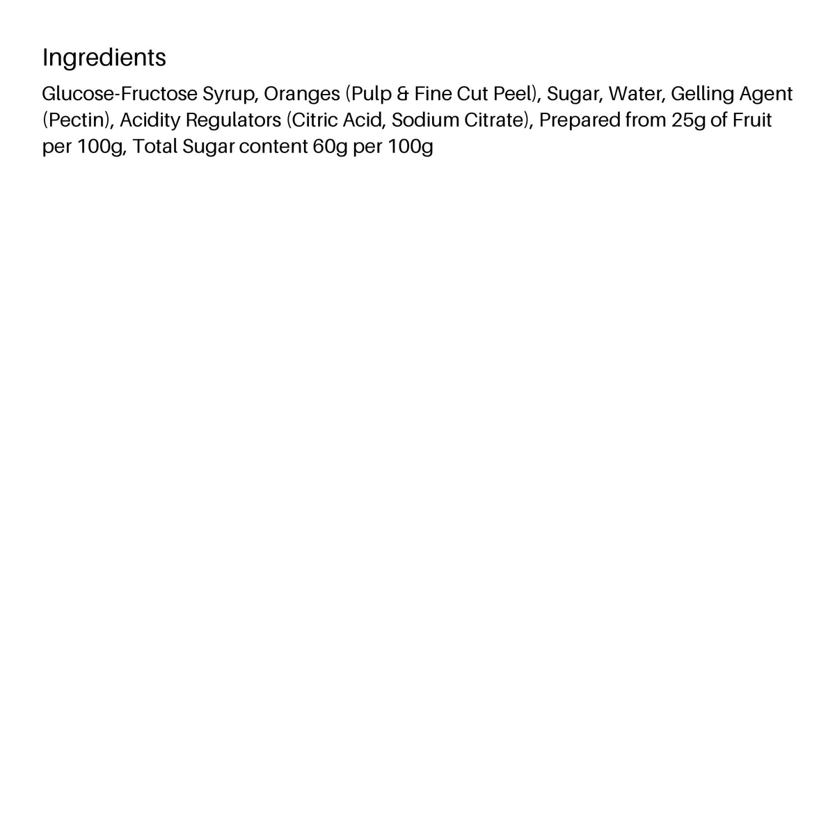 Lichfields Fine Cut Marmalade 20 x 20g ingredients