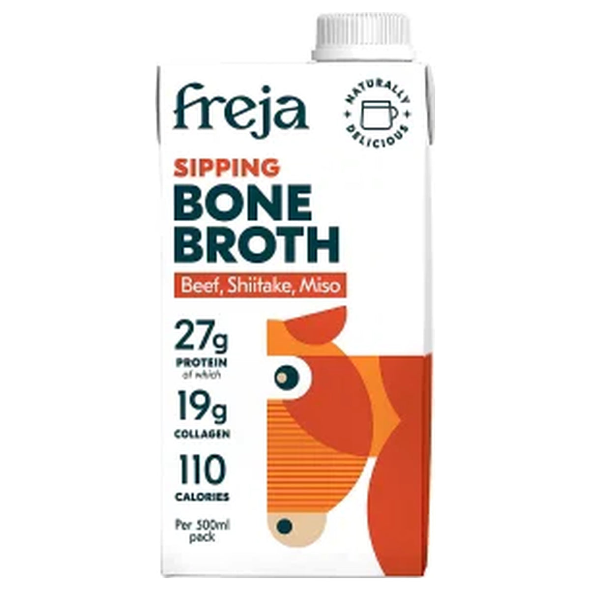 Freja Sipping Bone Broth Beef, Shiitake & Miso 500ml