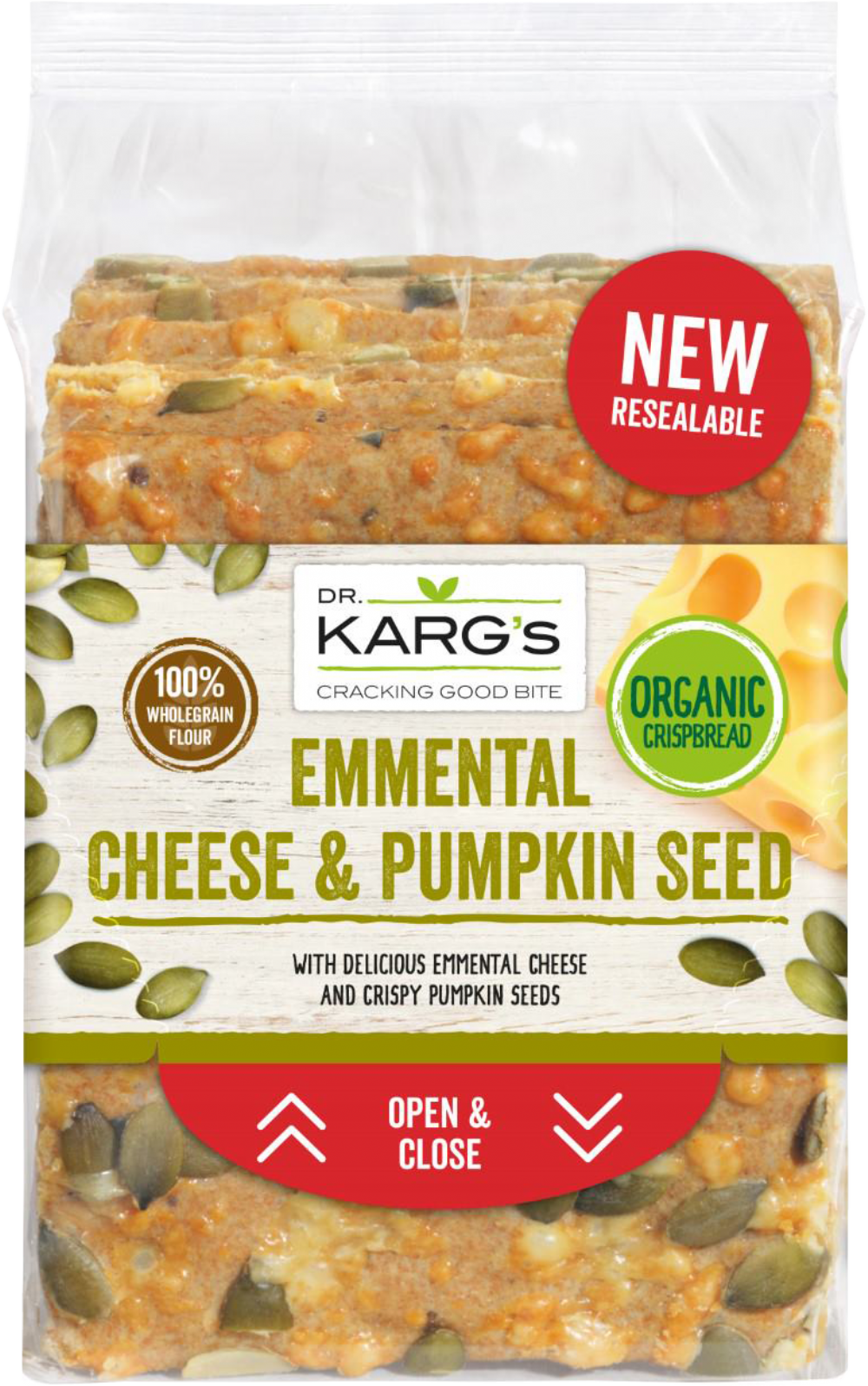 Dr Karg Oragnic Emmental Cheese and Pumpkin Seed Crispbread 200g