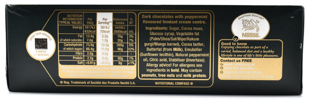 After Eight Mints Dark Chocolate Thins 300g Label