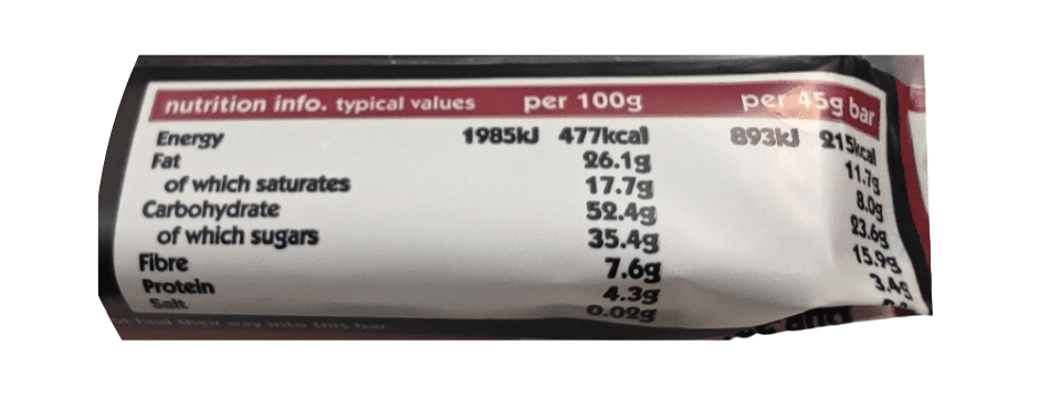 Eat Natural Fruit & Nut Bar Dark Chocolate with Cranberries and Macadamias 45g Label (2)