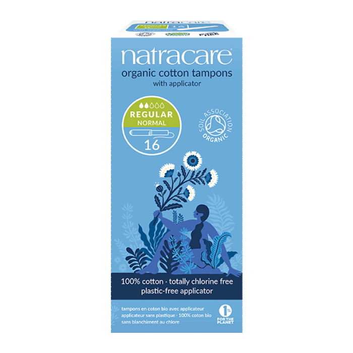 Natracare Regular Organic Cotton Tampons with Applicator 16 Pack