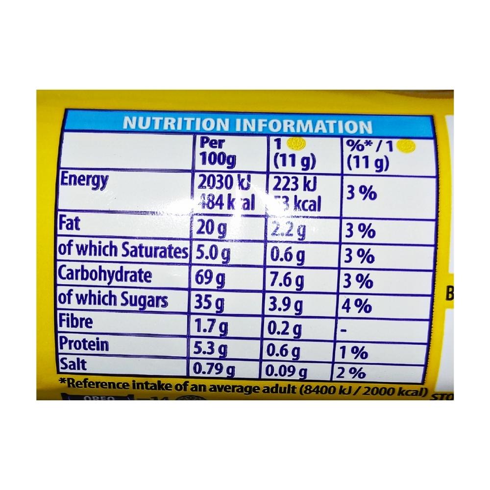 Golden Vanilla Oreo Sandwich Biscuits 154g Label