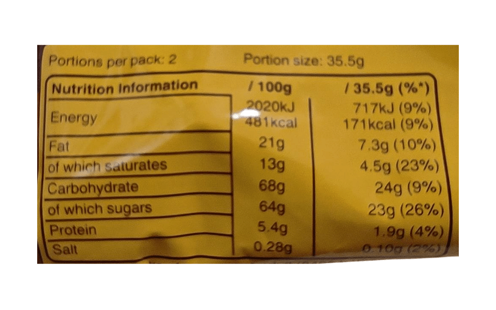 Revels Chocolate Treat Bag 71g Label