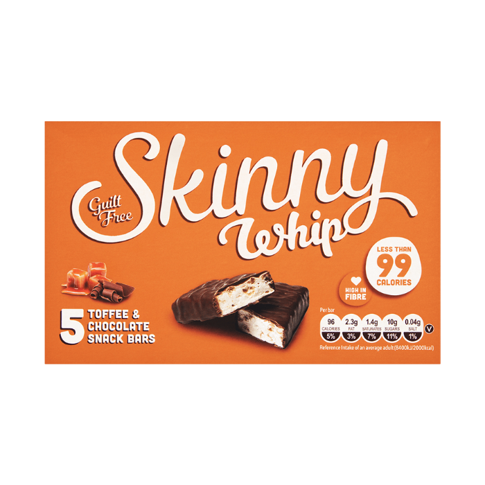 Skinny Whip Toffee & Chocolate Snack Bars 5 x 25g