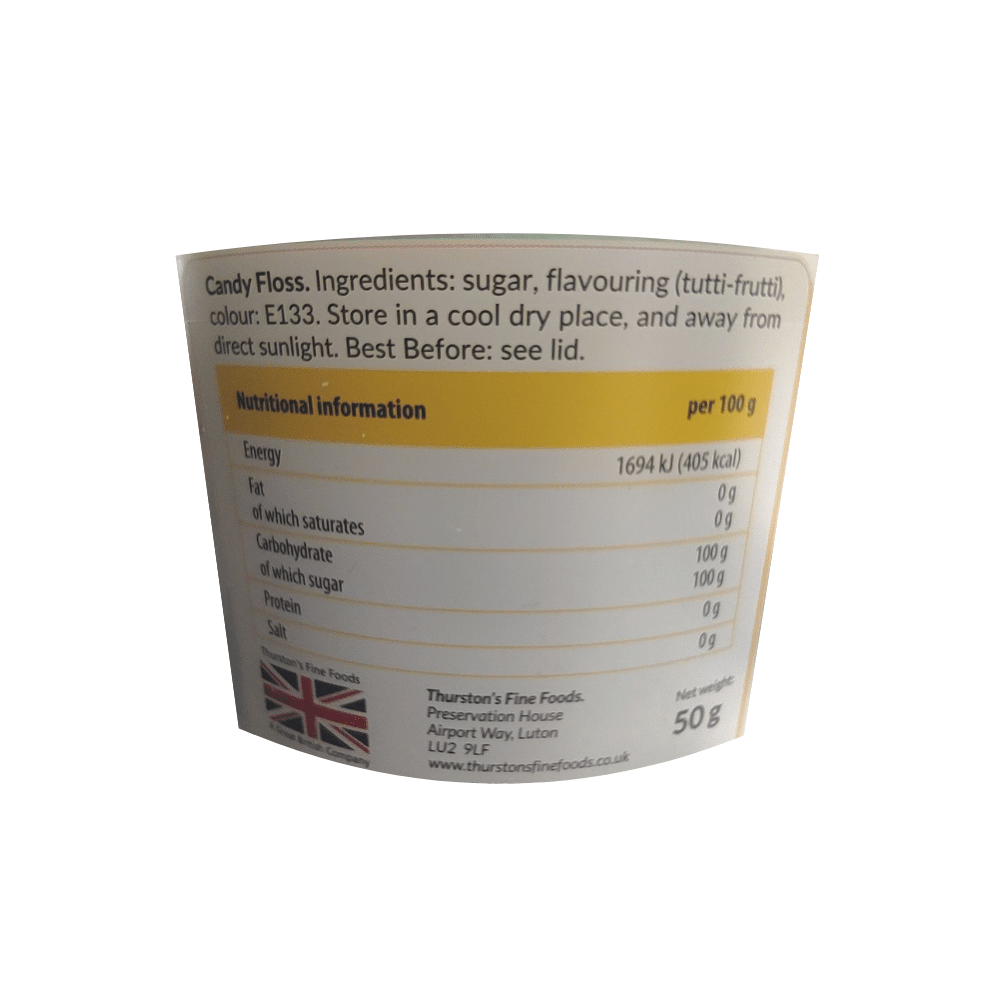 Sweeties Candy Floss 50g Label