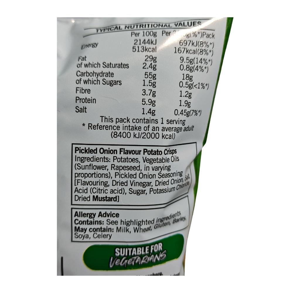 Walkers Pickled Onion Crisps 32.5g Label