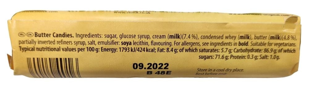 Werther's Original Butter Candies 50g Label