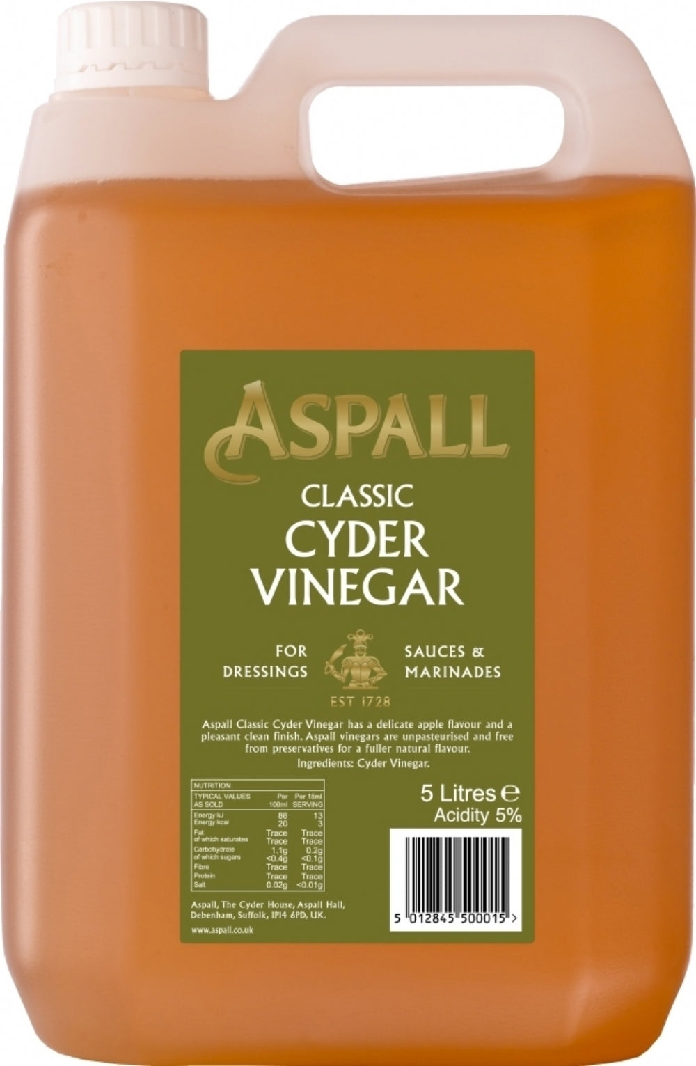Aspall Classic Cyder Vinegar 5L Bulk Apple Cider Vinegar for Cooking & Pickling