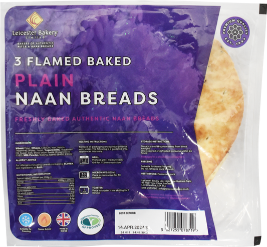 Plain Naan Breads 3 Pack - Flame Baked
