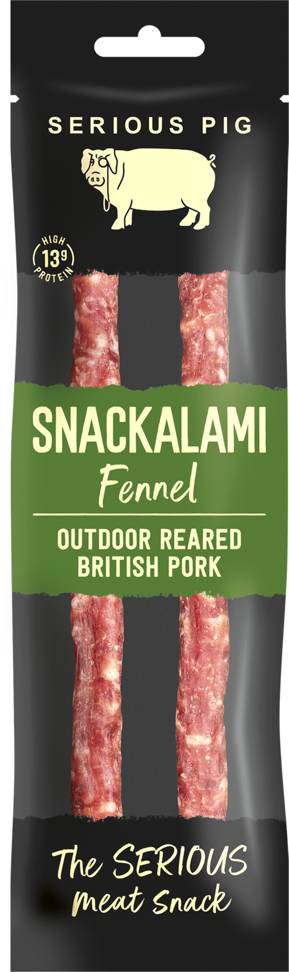 Serious Pig Snackalami Wild Fennel 30g – British Pork, High Protein, Gluten Free