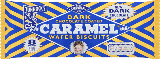 Tunnocks Dark Chocolate Caramel Wafer Bars 8 Pack 240g