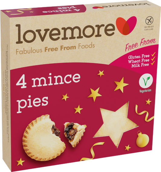 Lovemore Gluten Free Mince Pies – 4 Deep Filled Pies 270g