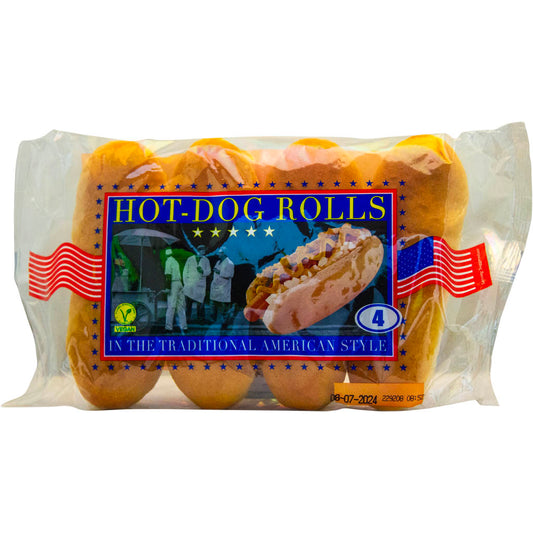 Hot Dog Buns American Style 4 Roll Pack 250g