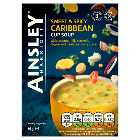 Ainsley Harriott Sweet & Spicy Caribbean Cup Soup 60g (Pack of 8)