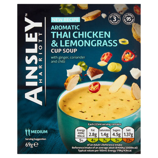 Ainsley Harriott Thai Chicken & Lemongrass Cup Soup 69g (Pack of 8)