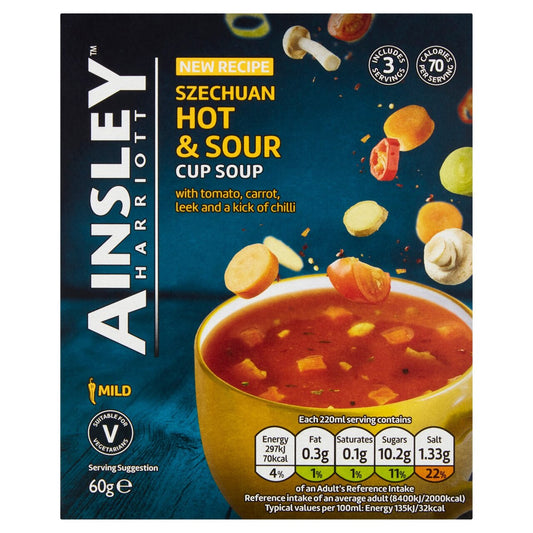 Ainsley Harriott Szechuan Hot & Sour Cup Soup 60g (Pack of 8)