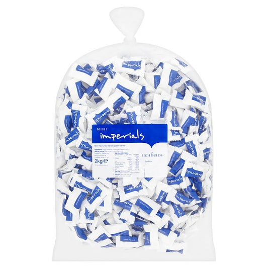 Lichfields Mint Imperials 2kg Bag (Hard Peppermint Sweets, Bulk Catering Size)