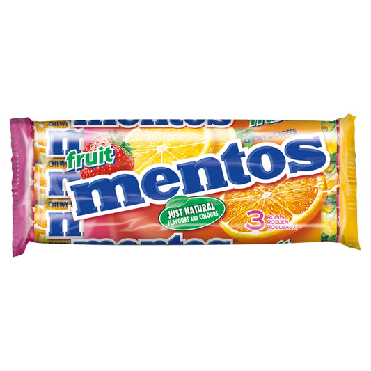 Mentos Chewy Dragees Fruit 3 Pack 114g