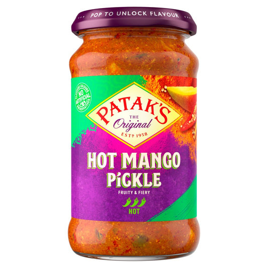 Patak’s Hot Mango Pickle 283g  Fruity & Fiery Indian Condiment