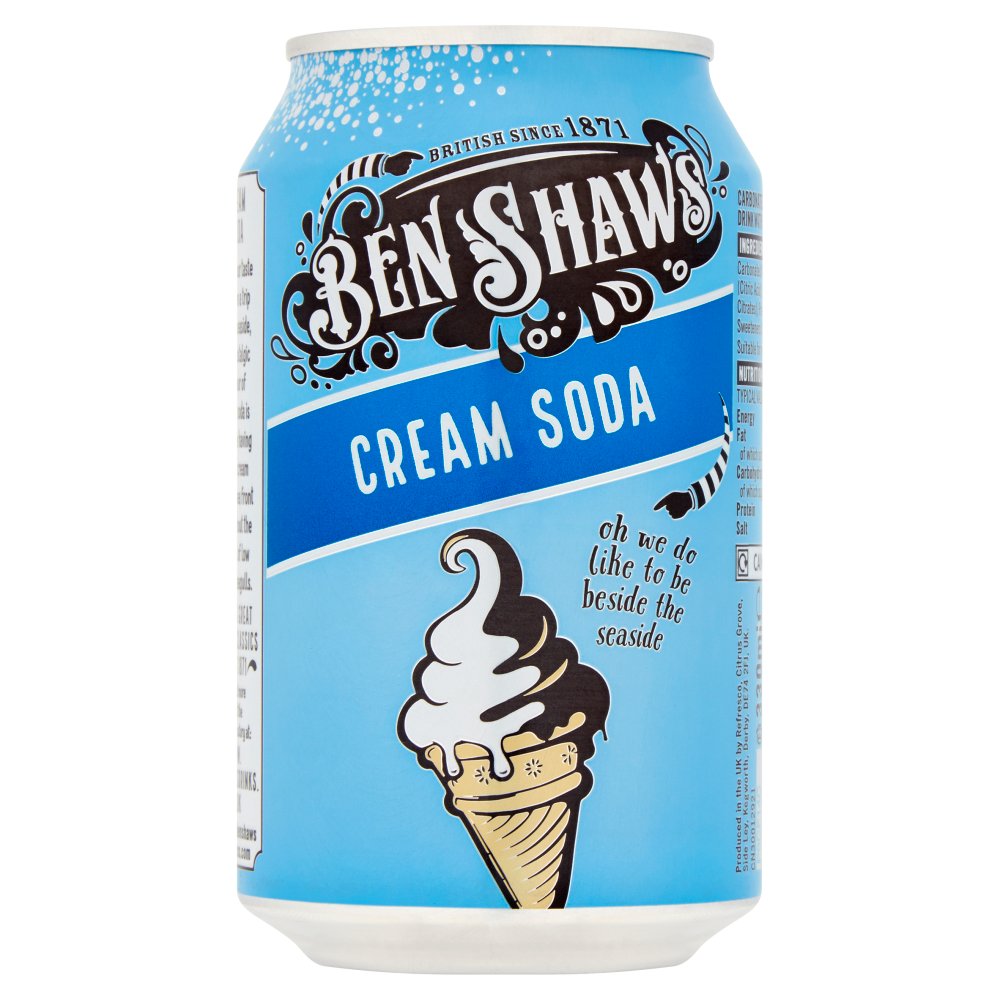 Ben Shaws Cream Soda Cans 330ml  case of 24 Cans
