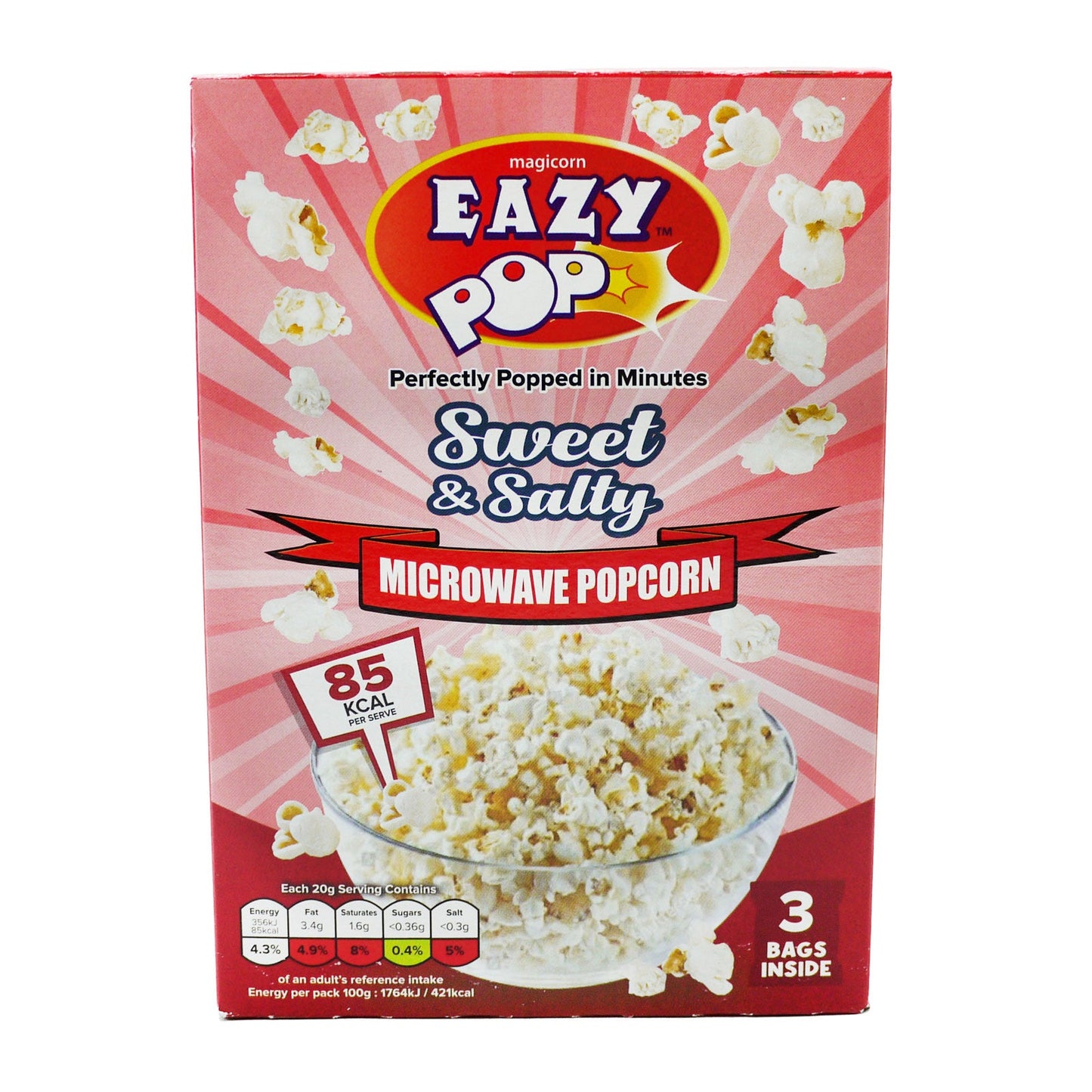 Eazy Pop Sweet & Salty Microwave Popcorn 3 Pack – Movie Snack
