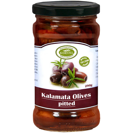Korvel Pitted Kalamata Greek Olives Extra Large 290g