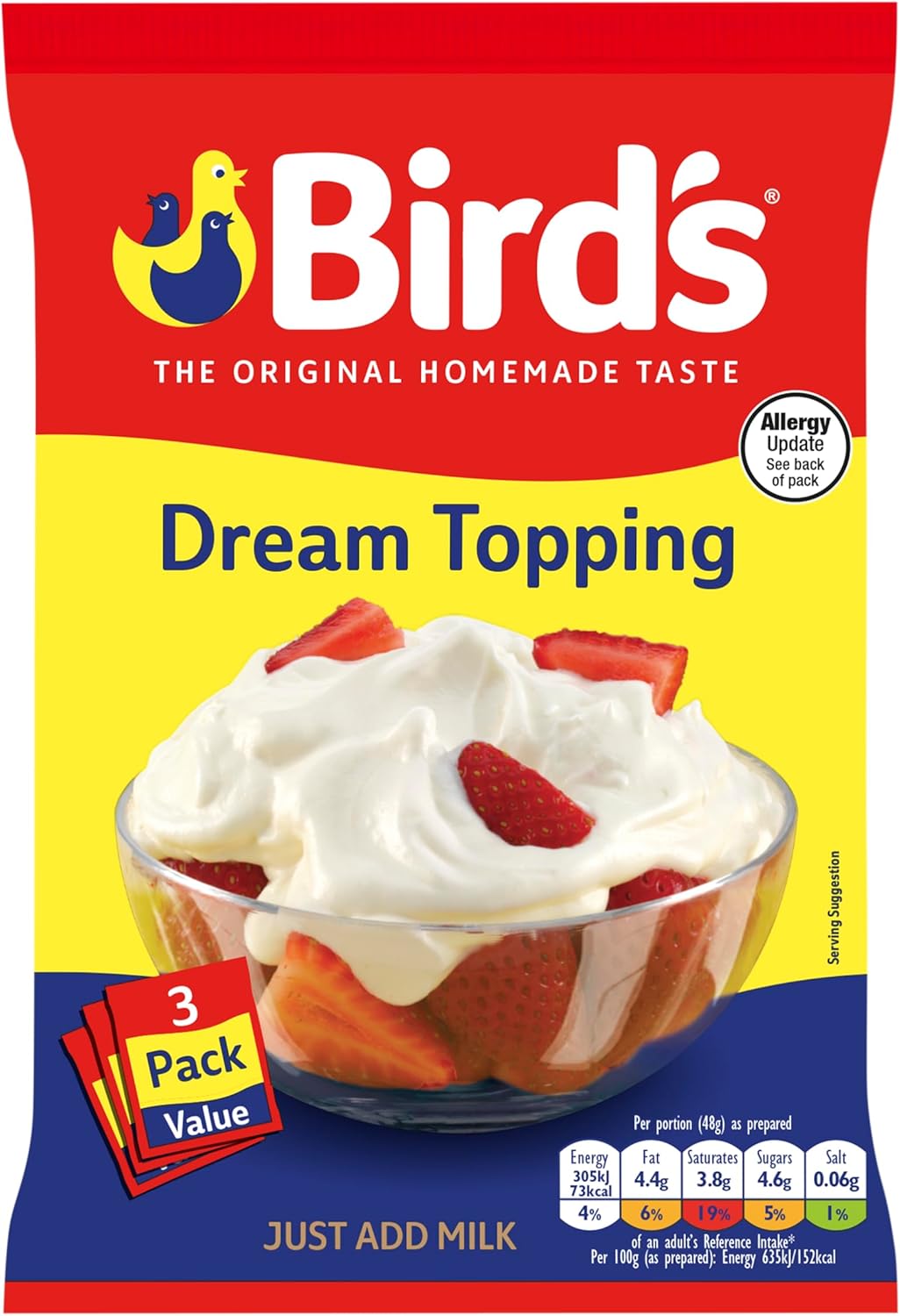 Bird's Dream Topping Sachet Great For Trifles 3x36g