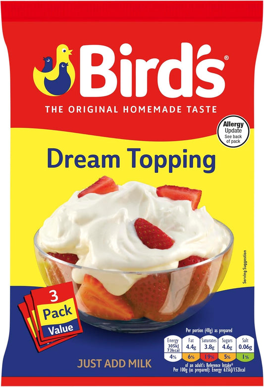 Bird's Dream Topping Sachet Great For Trifles 3x36g