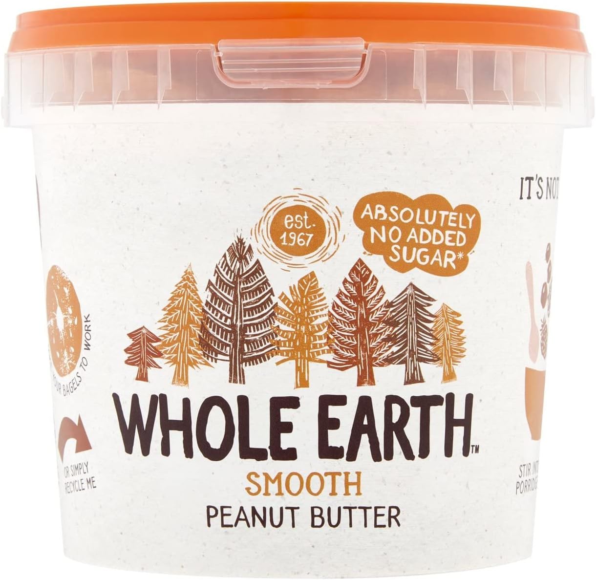 Whole Earth Smooth Peanut Butter Tub 1kg