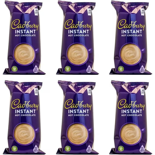 6 Sleeves x Cadbury Instant Hot Chocolate Cups - Add Water 9 Pack of Cups Total 54