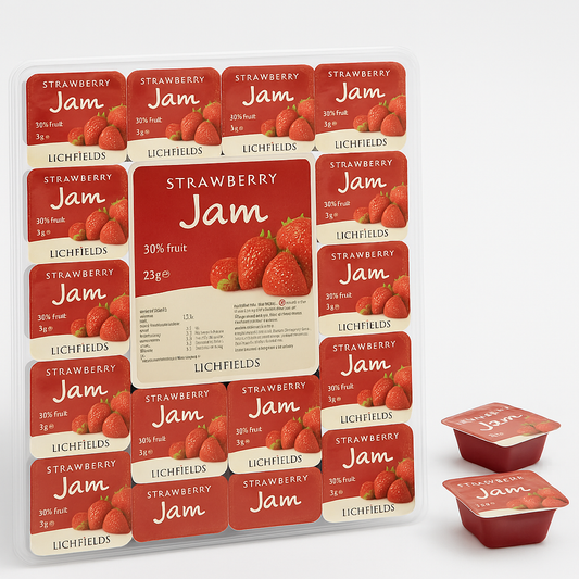 Lichfields Strawberry Small Mini Individual Jam Portions Pots 20 x 20g