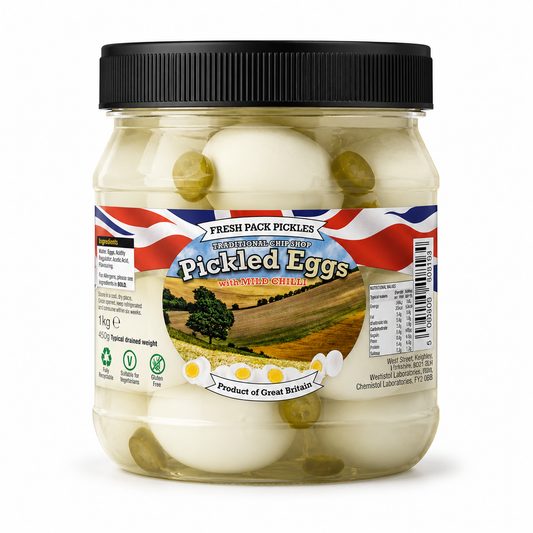 Pickled Eggs 1kg – Hard Boiled Eggs in Vinegar – Mild Chilli