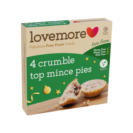 Lovemore Gluten Free Crumble Top Mince Pies – 4 Pies 230g