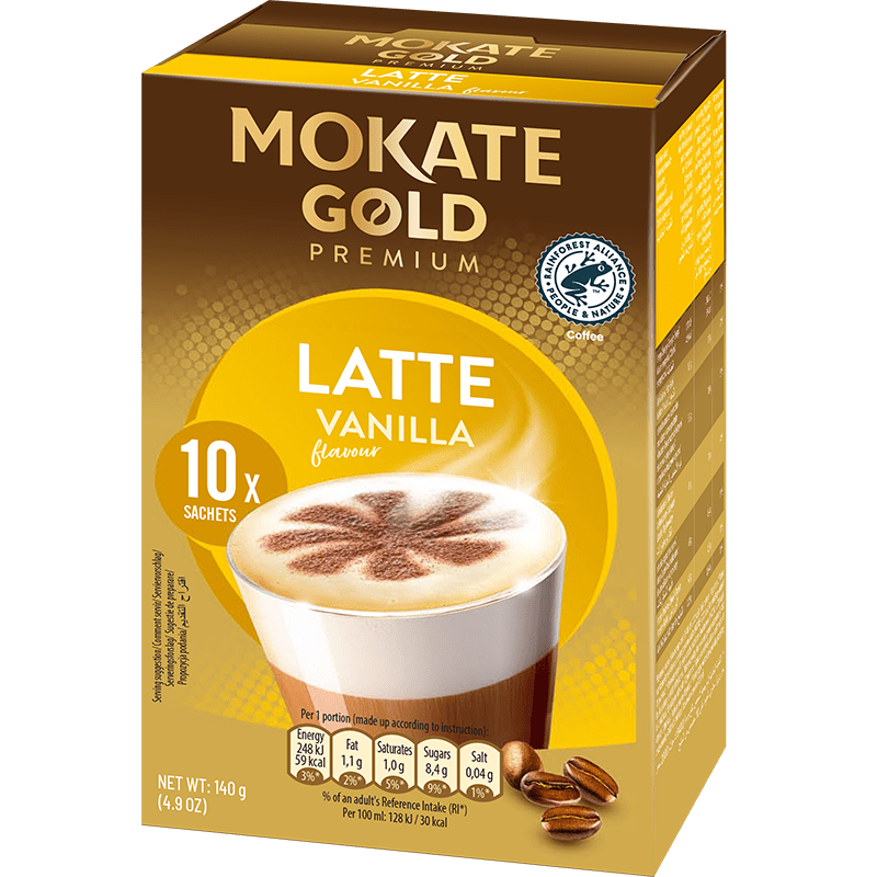 Mokate Gold Premium Vanilla Latte 10 Sachets | Instant Coffee